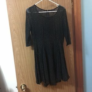 Black see thru dress with gold circle studs